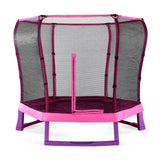 Plum 7ft Junior Jumper Trampoline with Enclosure, Safety Net and Foam Pad Protection, Stable Recreational Outdoor Toy with UV, Rust + Weather Protection, Suitable for Kids 3 Years and Above, Pink
