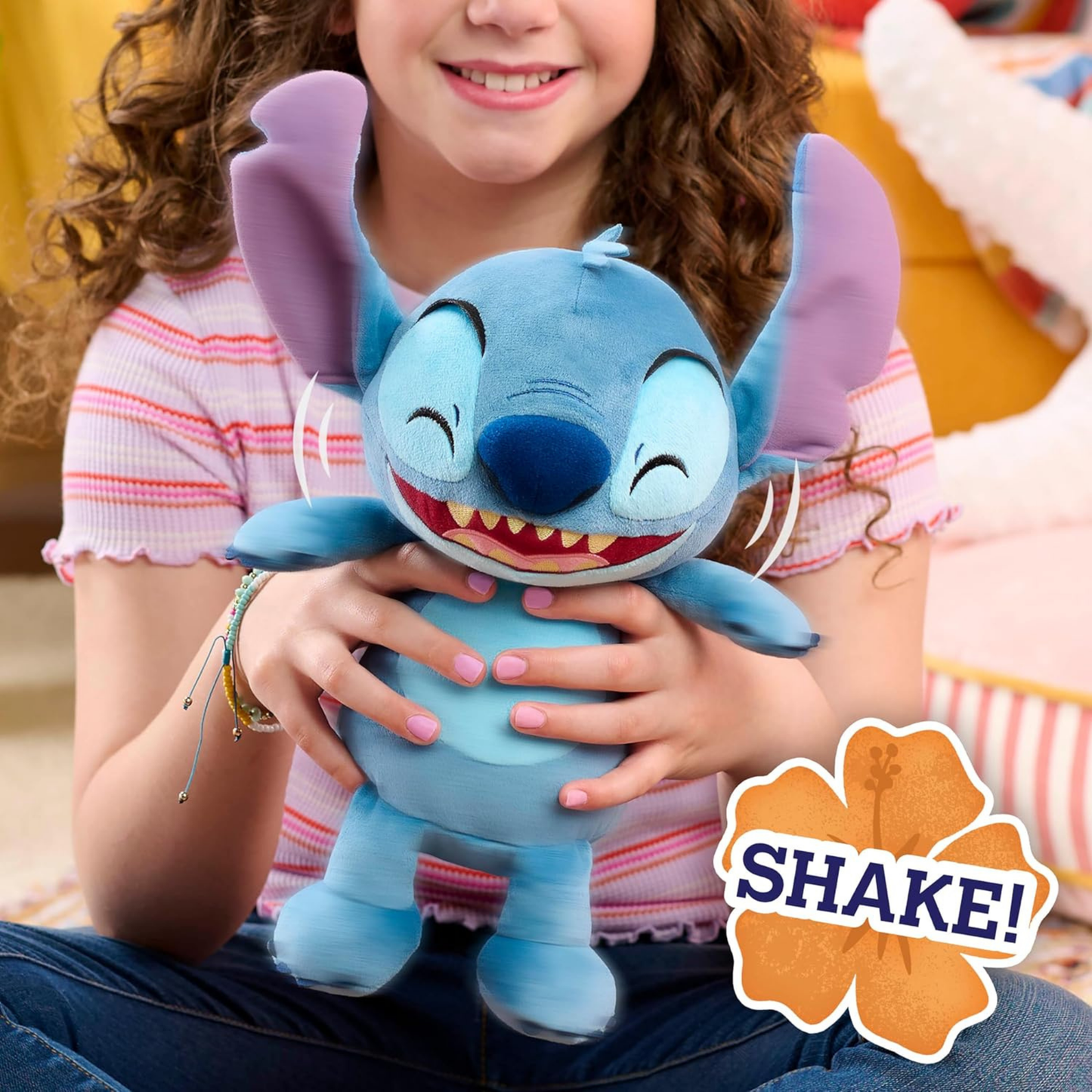 Disney Lilo & Stitch 11" Inch (28 cm) Crack Me Up Stitch Plush with Sound and Motion, Soft & Cuddly Huggable Stuffed Toy, Officially Licensed Kids Toys By Just Play, for Boys and Girls, Aged 3 Years+