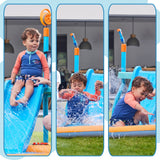 Plum Water Park Splash Station, Summer Outdoor Water Play Backyard Toy with 4ft Water Slide, Splash Pad, Bubble Blower, Revealing Wall and Water Sprinkler Accessories, Suitable for Children 3 Years +