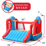 Step2 MAX Sports Full Court Basketball ‘n Slide Bouncer, Kids Inflatable Bounce House with Extra Heavy-Duty Blower, Vinyl, Blue, Outdoor Basketball Court, Ages 3+, Birthday Party Toy