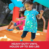 Step2 Play Yard Inflatable Bouncer, Kids Inflatable Bounce House with Motion-Activated Sounds, Blue, Outdoor Play, Slide and Jump, Ages 3+, Backyard Fun Toy