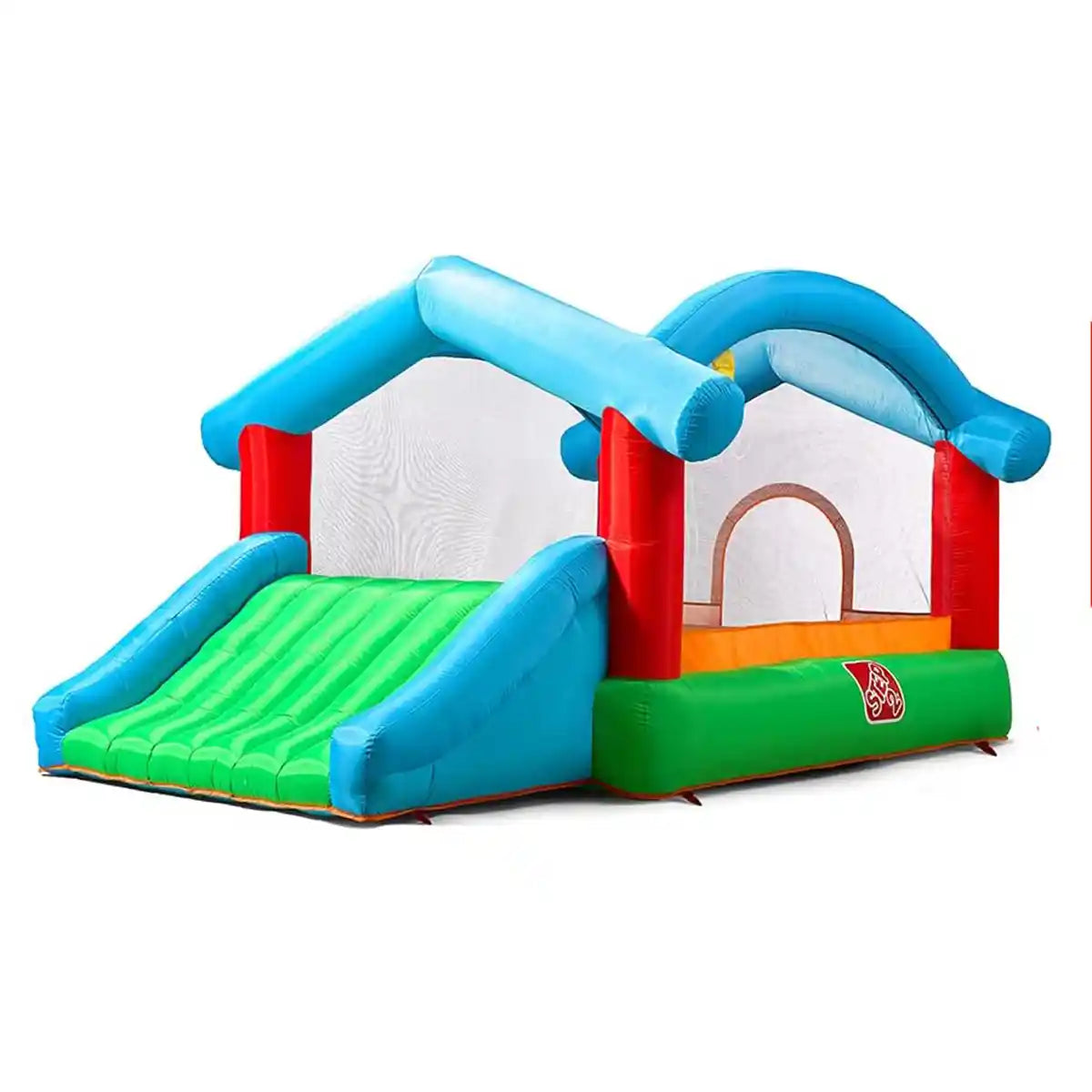 Step2 Play Yard Inflatable Bouncer, Kids Inflatable Bounce House with Motion-Activated Sounds, Blue, Outdoor Play, Slide and Jump, Ages 3+, Backyard Fun Toy