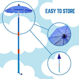 Plum Water Park Umbrella Fountain with Height Adjustable Pole, Convenient and Easy to Store Summer Outdoor Water Play Backyard Toy, Suitable for Children 3 Years +, Blue