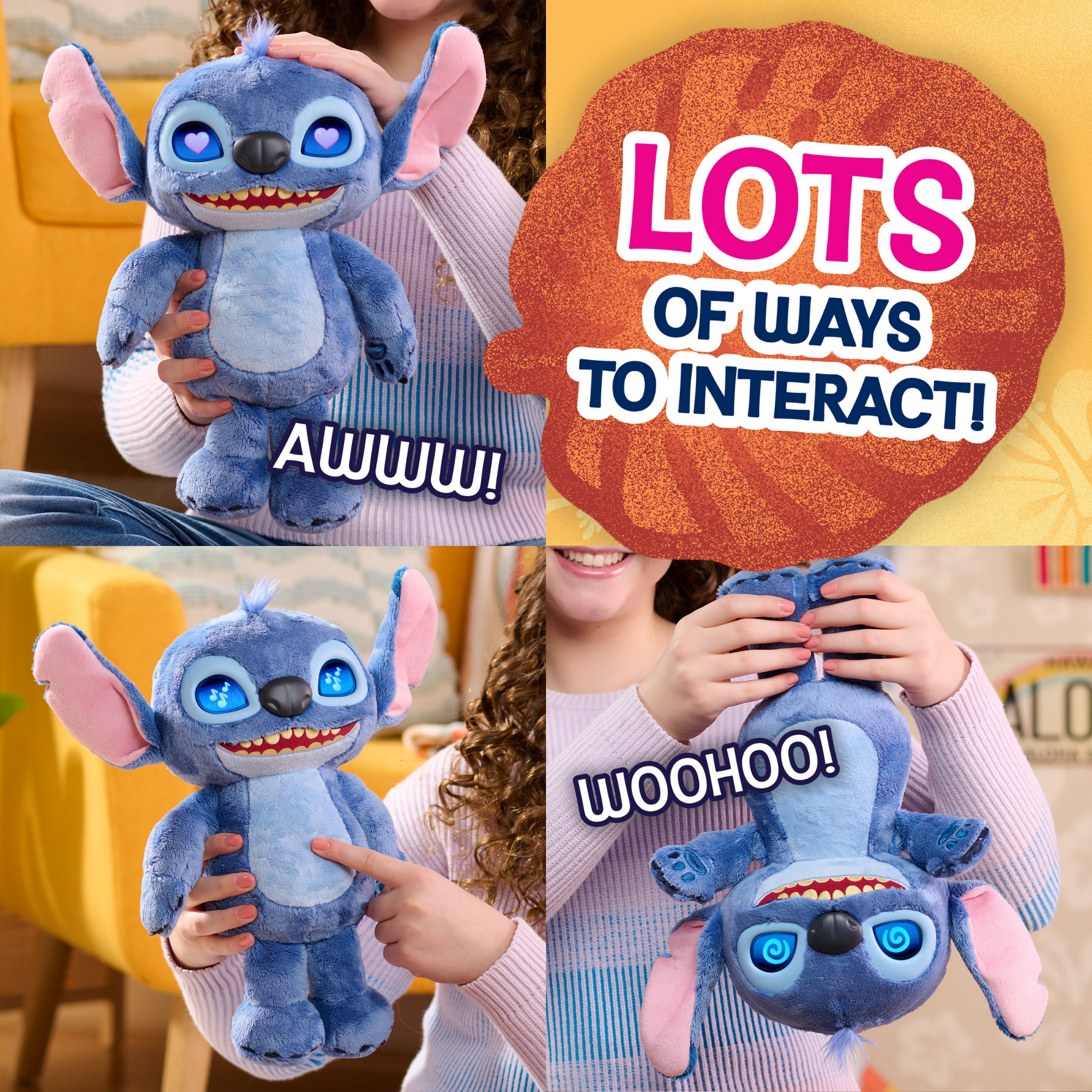 Disney Lilo & Stitch 14 Inch (35 cm) Interactive Plush with 50+ Sounds & Phrases, Soft and Cuddly Huggable Stuffed Alien Animal Kids Toy, Officially Licensed By Just Play, for Boys and Girls 2 Y+