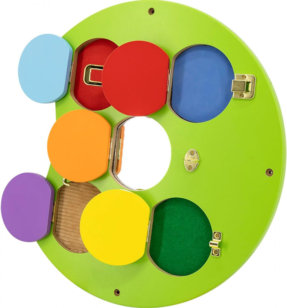 Viga Caterpillar Wall Toy, Multi-Functional Montessori Activity Panel, Wooden Sensory Educational Toy, Develops Motor Skills & Cognition, Eco-Friendly & Safe, for Boys & Girls 18M+