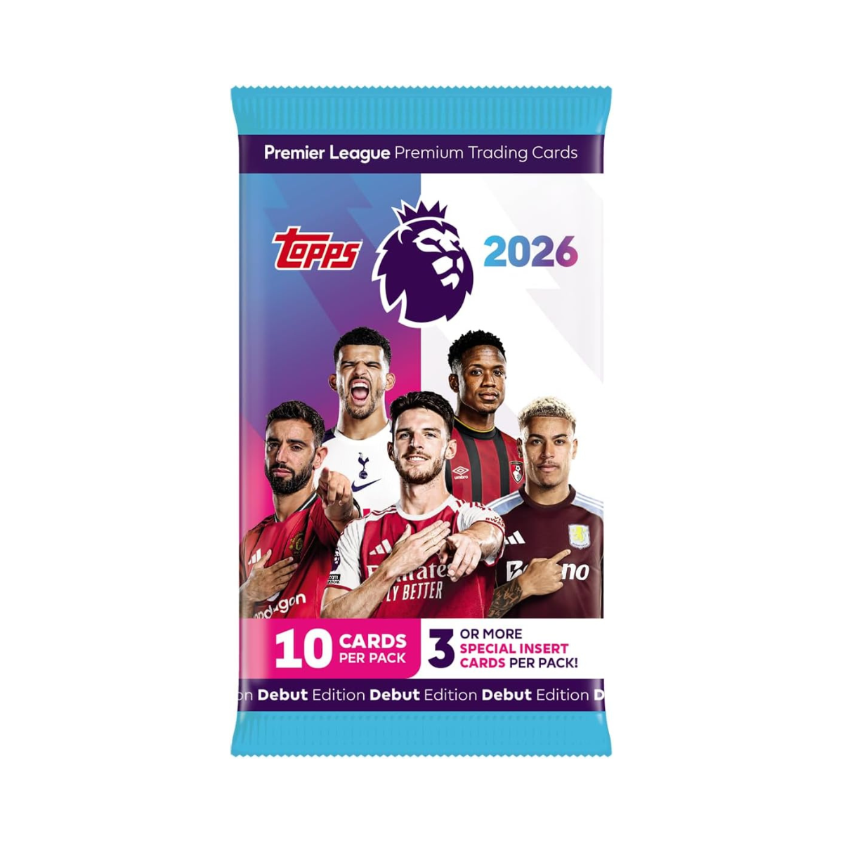 Topps Premier League 2025 2026 Trading Cards Pack, Premium Soccer Collectible Cards, 10 Card Packet With Special Inserts, Chrome Parallels Autograph and Rookie Hits