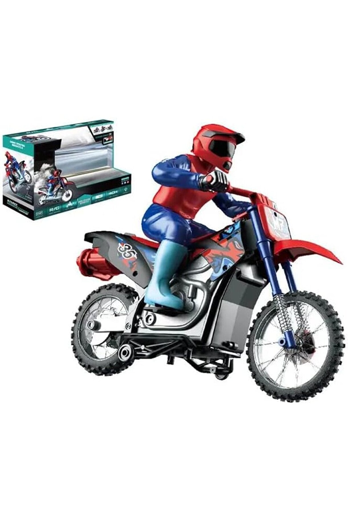 Crazon 1:10 Scale RC Smoking Motorcycle with Lights, 2.4GHz Remote Control, Rechargeable Battery, 6+