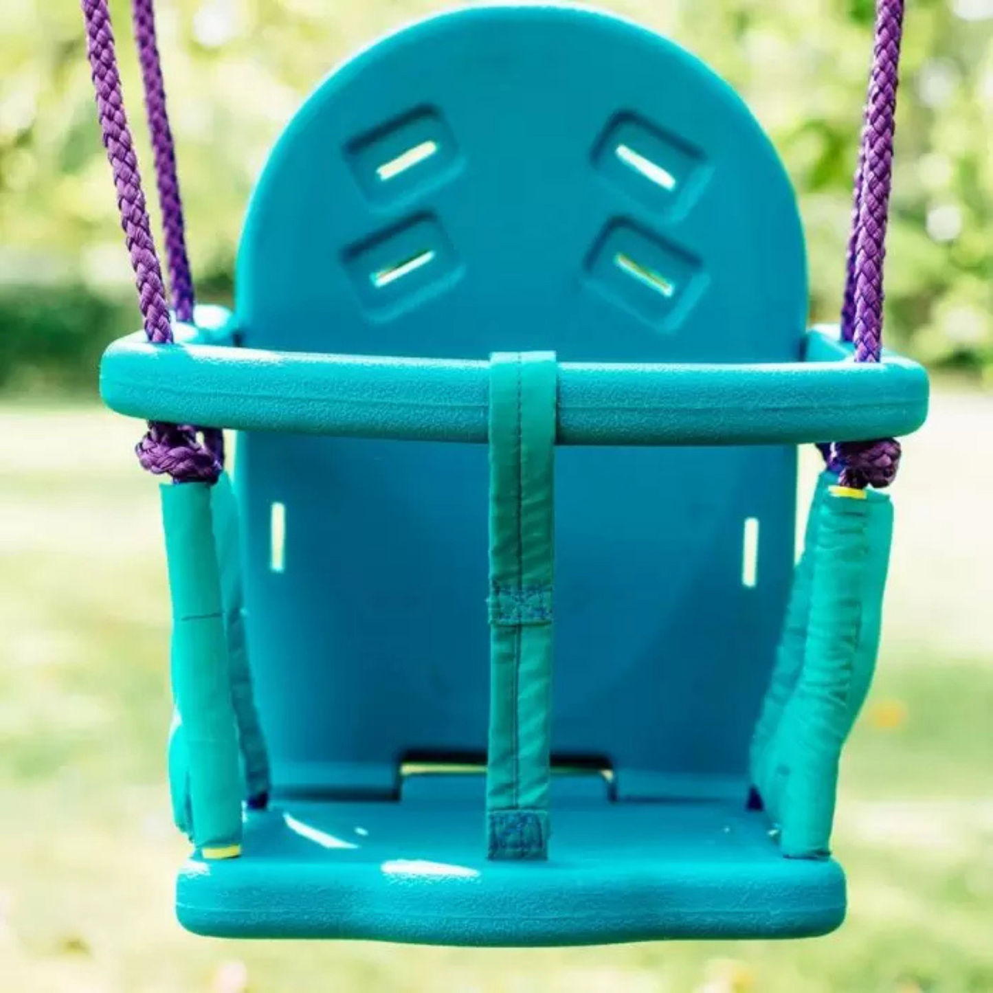 Plum 2 in 1 Metal Swing Set, Outdoor Swing with Height Adjustability and Interchangeable Seats, 50kg Weight Capacity, Suitable for Children both Boys and Girls Aged 12 Months and Above, Blue
