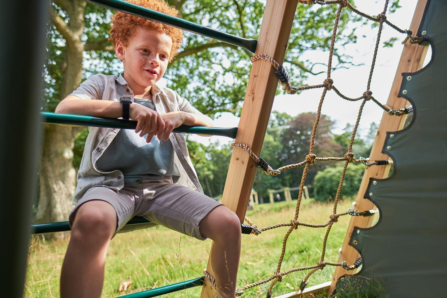 Plum Climbing Pyramid Wooden Playcentre, Slide and Double Swings, FSC® Timber Outdoor Climbing Frame, Backyard Adventure Play Set, Ages 3+