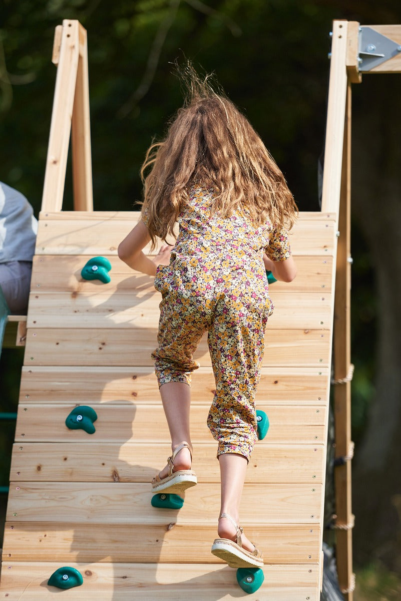 Plum Climbing Pyramid Wooden Playcentre, Slide and Double Swings, FSC® Timber Outdoor Climbing Frame, Backyard Adventure Play Set, Ages 3+