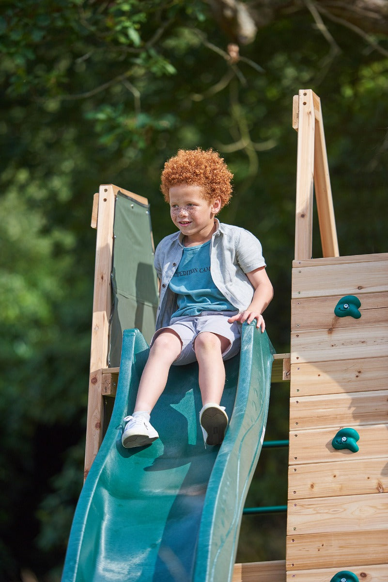 Plum Climbing Pyramid Wooden Playcentre, Slide and Double Swings, FSC® Timber Outdoor Climbing Frame, Backyard Adventure Play Set, Ages 3+