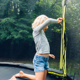 Plum 8ft Springsafe Jumper Trampoline with Enclosure, Safety Net and Foam Pad Protection, Stable Recreational Outdoor Toy with UV, Rust + Weather Protection, Suitable for Kids 6 Years and Above