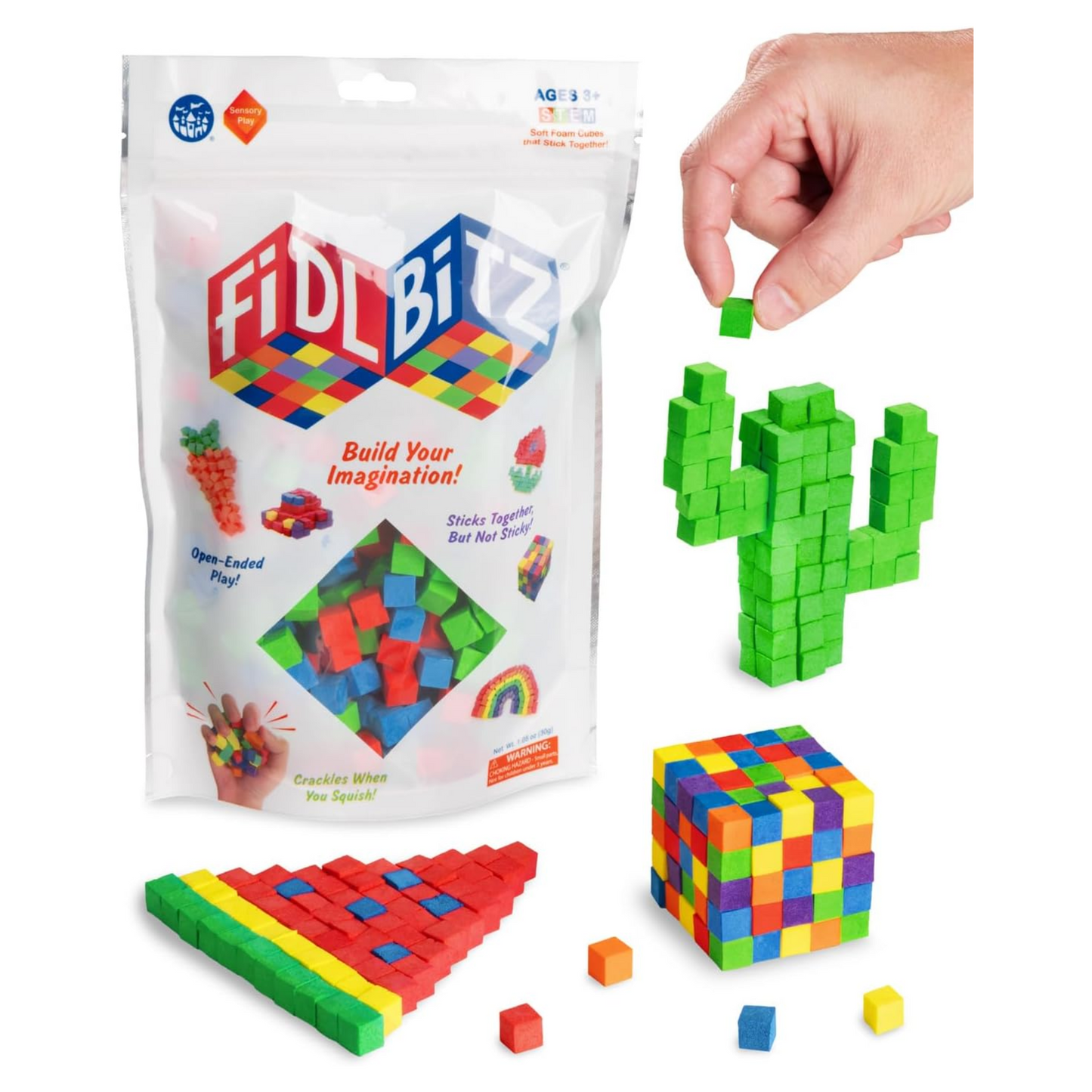 Play Visions FidlBitz - Revolutionary Cubes That Stick Together, But Not Sticky! (Bag of Bitz (Assorted Colors))