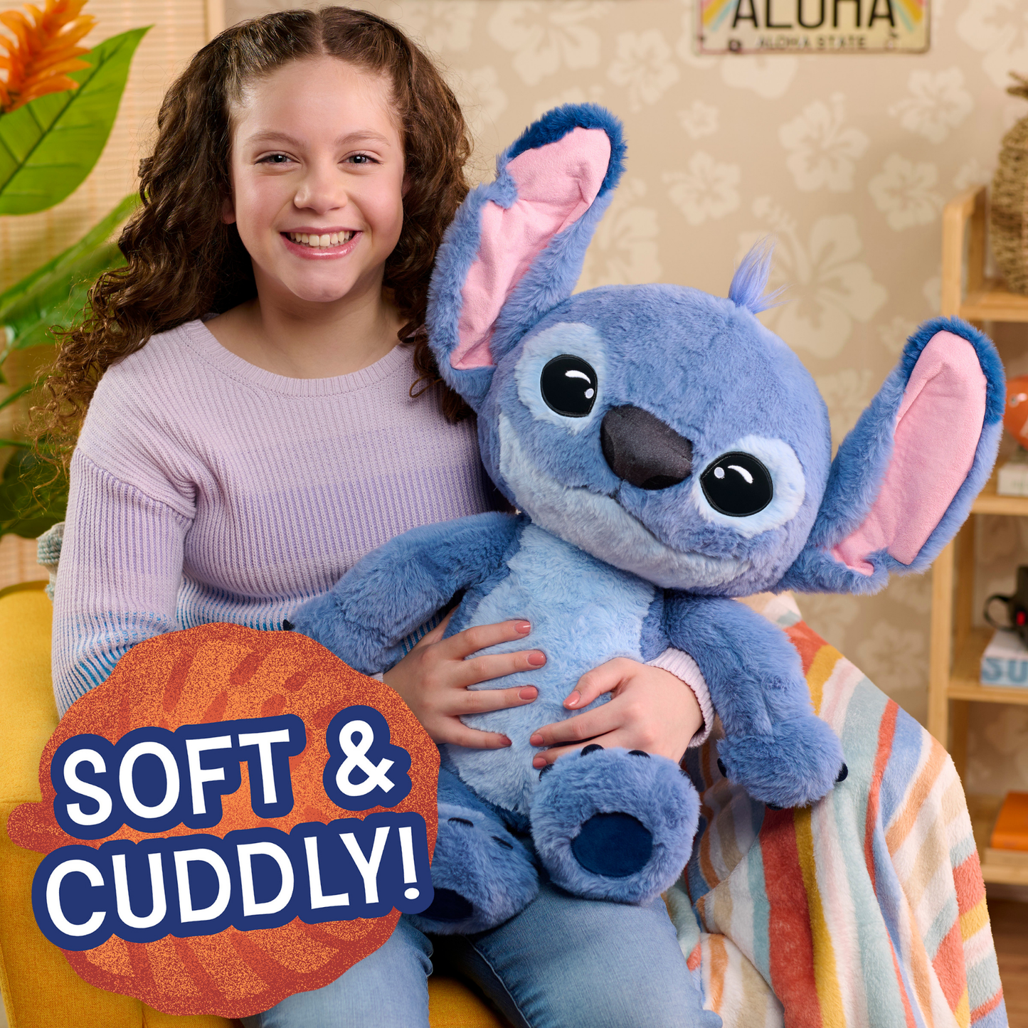 Disney Lilo & Stitch Live Action 24" Inch (89 cm) Big Plush, Soft and Cuddly Huggable Stuffed Alien Animal Toy, Officially Licensed Kids Toys By Just Play, for Boys and Girls, Aged 3 Years+
