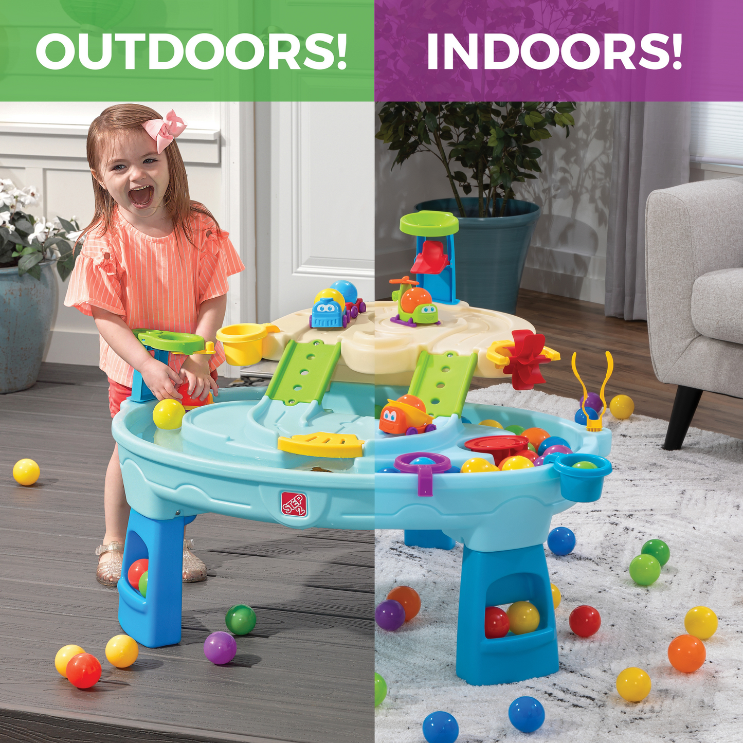 Step2 Ball Buddies Adventure Center, Indoor and Outdoor Water Table, Activity Toy with Helicopter, Boat, Train, Dump Truck and Other AccessoriesSuitable for Kids both Boys and Girls Aged 18m and Above