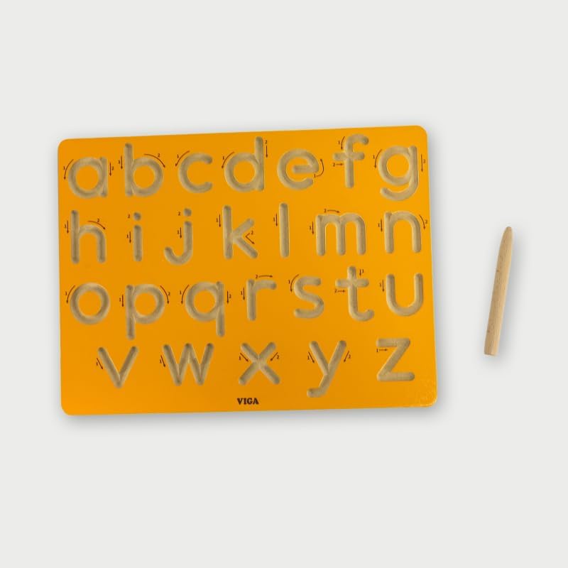Viga Wooden Lowercase Letters Tracing Board Educational Learning Toy for Kids Handwriting Practice Fine Motor Skills Ages 3 and Up
