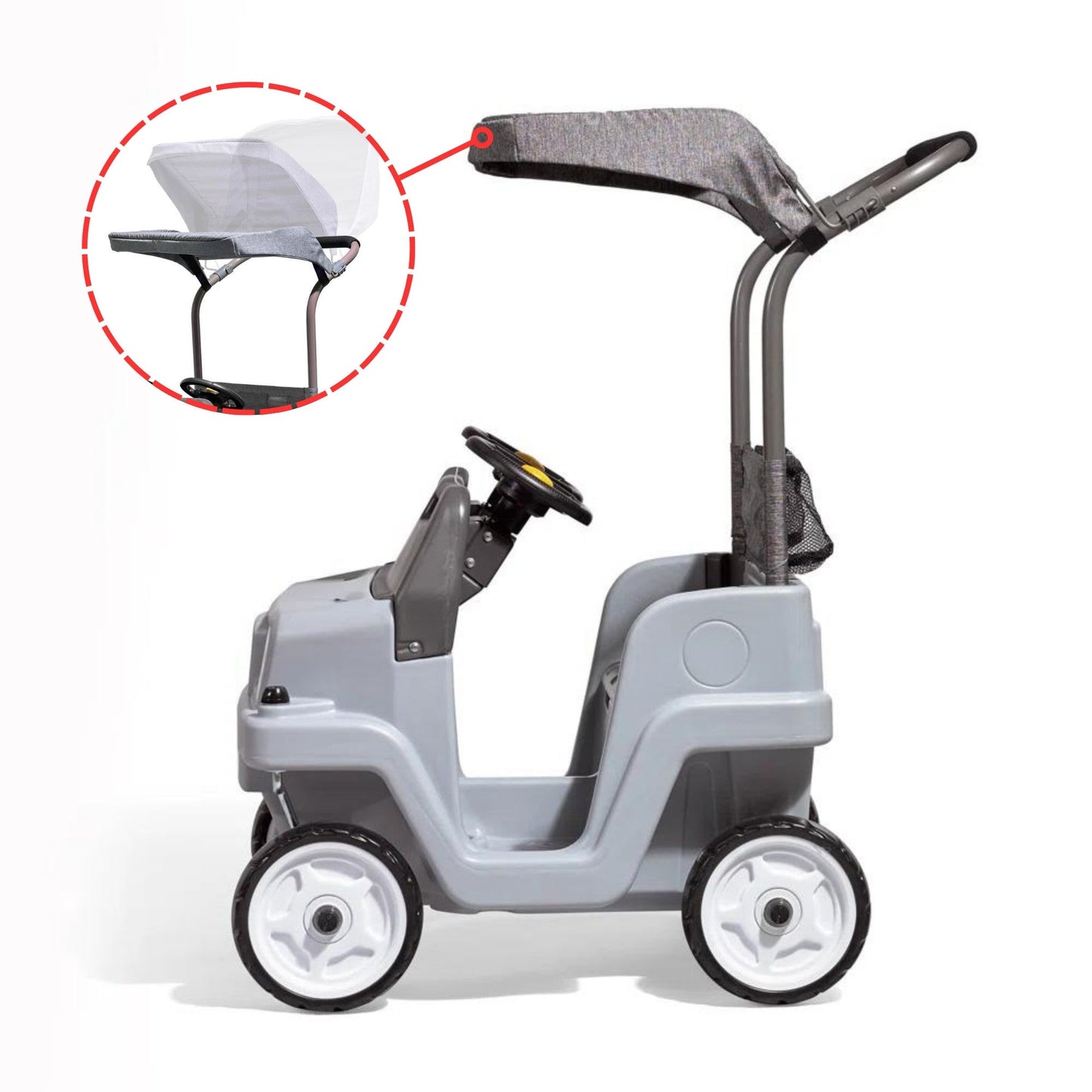 Step2 Side-By-Side SUV, Dual Seater Kids Push Car with Canopy, Easy to Store Ride On Toy with Seatbelt, Horn and Under Seat Storage, Suitable for Children both Boys and Girls Aged 18m and Above, Blue, Grey