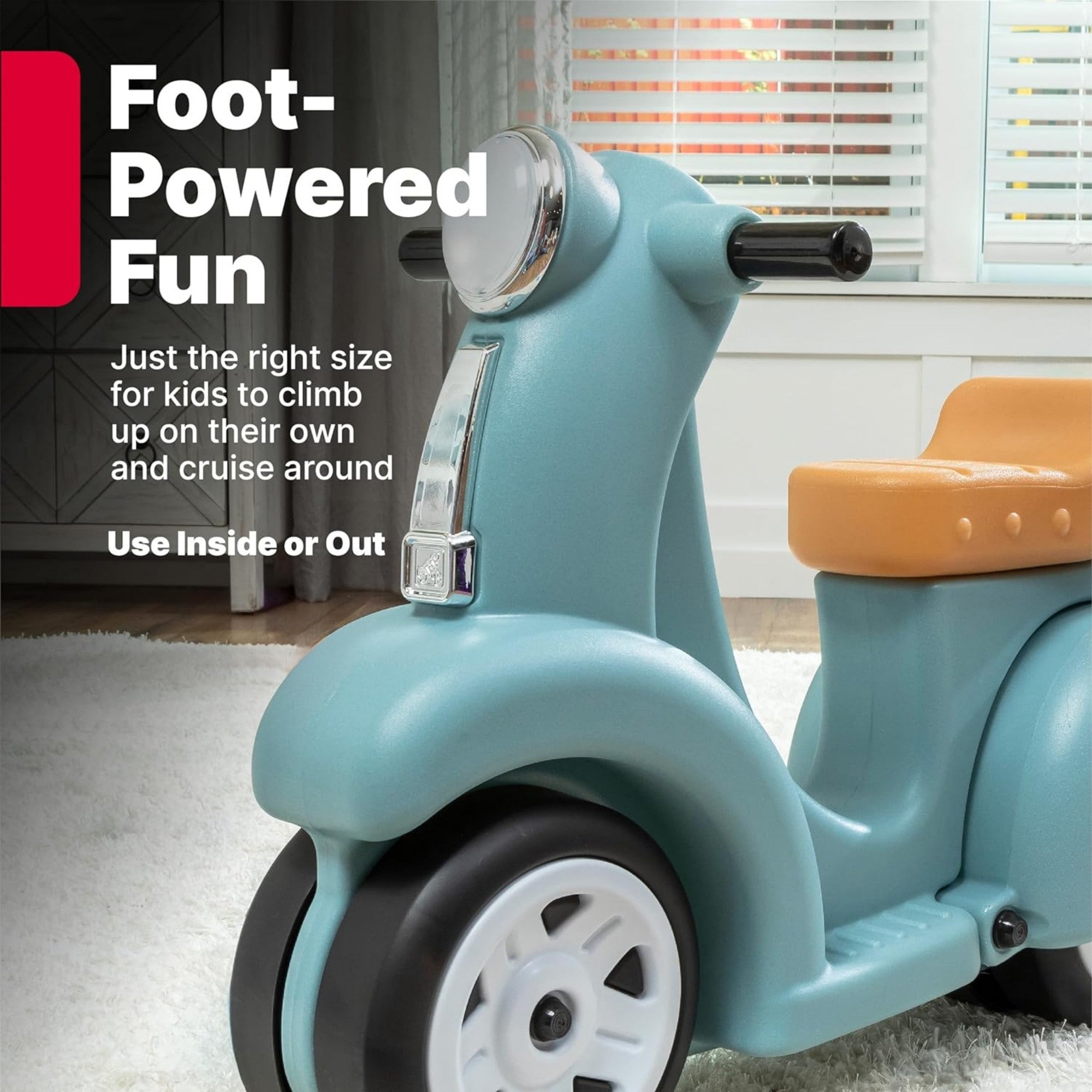 Step2 Kids Ride Along Scooter, Single Seater Easy to Store Ride On Toy with Rear Storage Slot, Suitable for Children both Boys and Girls Aged 18m and Above, Blue