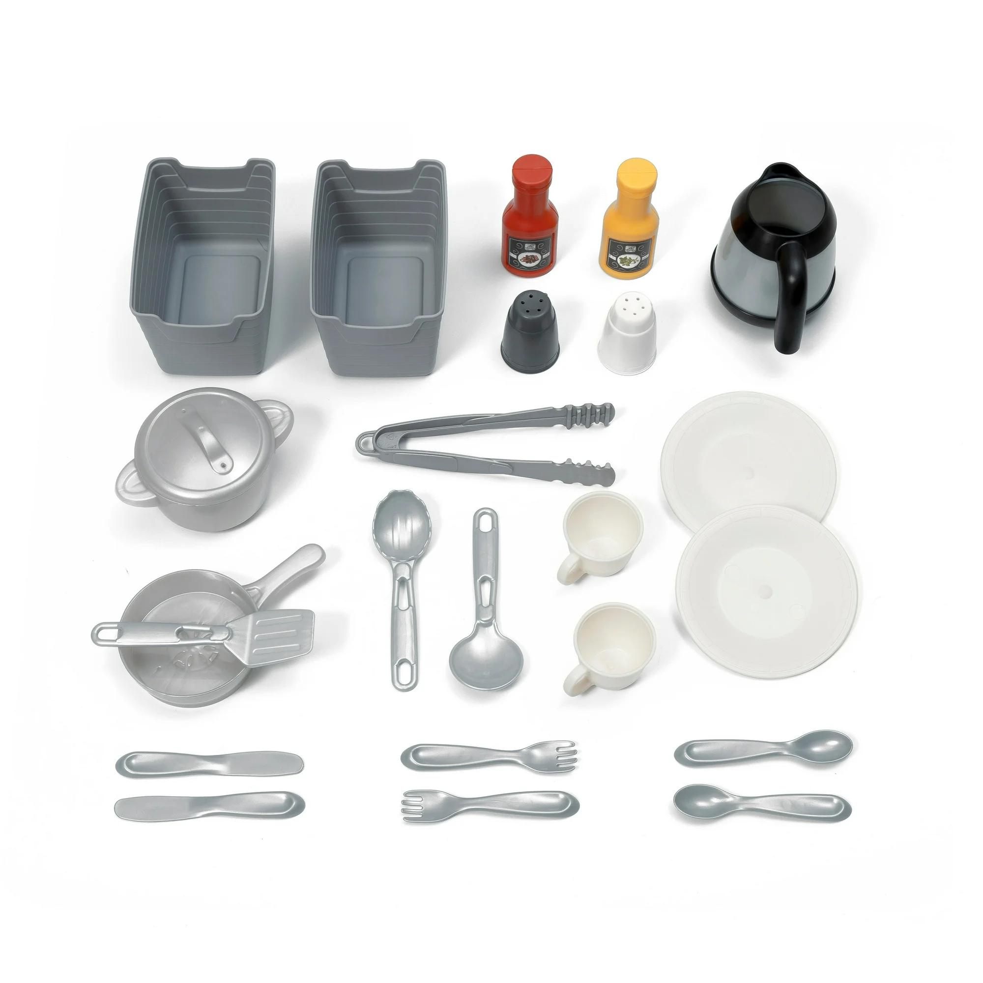 Step2 Gilded Gourmet Kitchen, Kitchen Playset with 25 Piece Accessories Including Pots and Pans, Folk and Spoon, Indoor and Outdoor Roleplay ToySuitable for Children both Boys and Girls Aged 2+