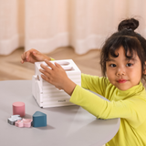 PolarB Shape Sorter with Music Blocks, 7 Wooden Pieces Including Animal Shapes, Mirror, and Sound Blocks, Educational Toy for Toddlers 18 Months+