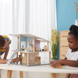 PolarB Doll Family Set of 4 with Posable Arms and Legs for Dollhouse Role Play, Ages 3 and Up