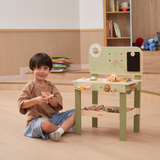 PolarB Wooden Tool Bench Play Set for Kids, Includes Saw, Hammer, Screwdriver, Gears and DIY Car Building Accessories, Encourages Imaginative Role Play and Fine Motor Skills