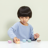 PolarB Wooden Macarons Play Set, 6-Piece Pretend Food Toy for Kids, Safe, Colorful and Imaginative Role Play for Toddlers and Preschoolers Ages 2 and Up