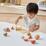 PolarB Wooden Cutting Fruits Play Set for Toddlers, Includes Knife, Cutting Board and 6 Colorful Fruits, Pretend Play Kitchen Toy for Motor Skill Development, Ages 18 Months and Up
