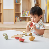 PolarB Wooden Cutting Fruits Play Set for Toddlers, Includes Knife, Cutting Board and 6 Colorful Fruits, Pretend Play Kitchen Toy for Motor Skill Development, Ages 18 Months and Up