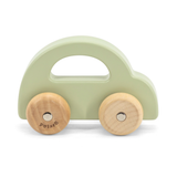 PolarB Wooden Car Push and Pull Toy for Babies, Montessori-Inspired Natural Wood Vehicle with Smooth Wheels, Pastel Tones, Safe for 6 Months and Up, Green