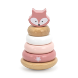 PolarB Wooden Fox Pull-Along and Stacker Toy Set, Educational Toddler Toys for Walking, Fine Motor Skills, and Color Recognition, Ages 18 Months+
