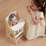 PolarB Wooden Doll Feeding High Chair, Fits Dolls Up to 38 cm, Encourages Role Play and Creativity, Solid Wood Toy for Ages 3+