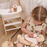 PolarB Wooden Doll Feeding Set for Kids, 8-Piece Pretend Play Set with Bag, Encourages Empathy, Imaginative Role Play and Social Skills, Ages 3 and Up