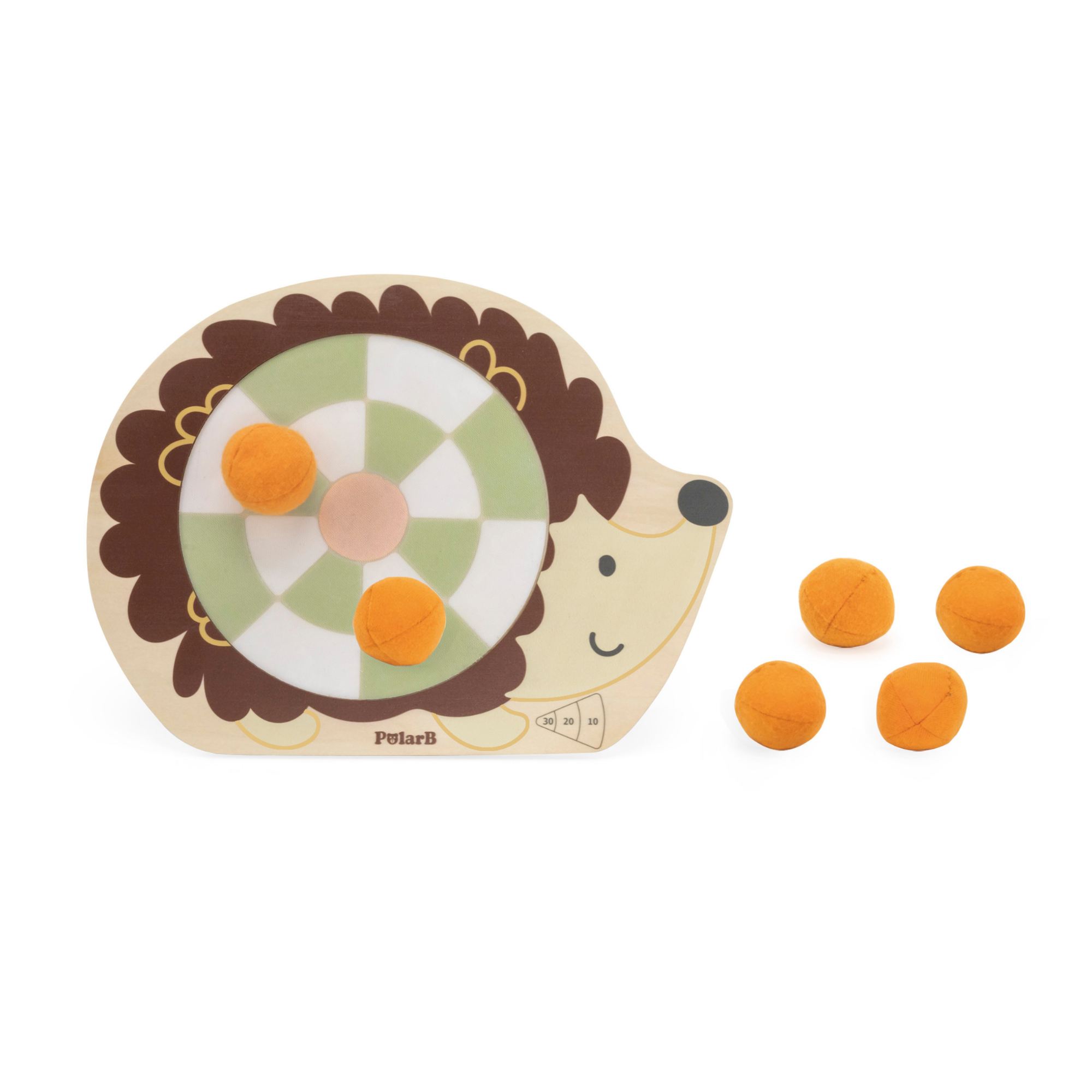 PolarB Wooden Target Game for Kids, Hedgehog Aiming Game with 6 Toss Balls, Develops Hand-Eye Coordination and Motor Skills, Indoor and Outdoor Toy for Ages 3+