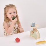 PolarB Wooden Kitchen Scales for Kids, Educational Pretend Play Toy for Role-Playing, Math Skills and Balance Concepts, Durable Wood Construction, Ages 3 and Up