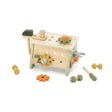 PolarB 2-in-1 Wooden Workbench and Tool Set for Kids, 30-Piece DIY Construction Play Set with Storage Basket, Promotes Imagination, Fine Motor Skills and STEM Learning, Ages 3+
