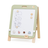 PolarB Wooden Standing Easel with Magnetic Boards, Double-Sided Height Adjustable Art Easel for Kids with Accessories, Animal Theme, Ages 3+