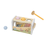 PolarB 2-in-1 Wooden Pounding Bench and Xylophone Musical Toy for Toddlers - Montessori-Inspired Sensory Toy for Ages 18 Months and Up