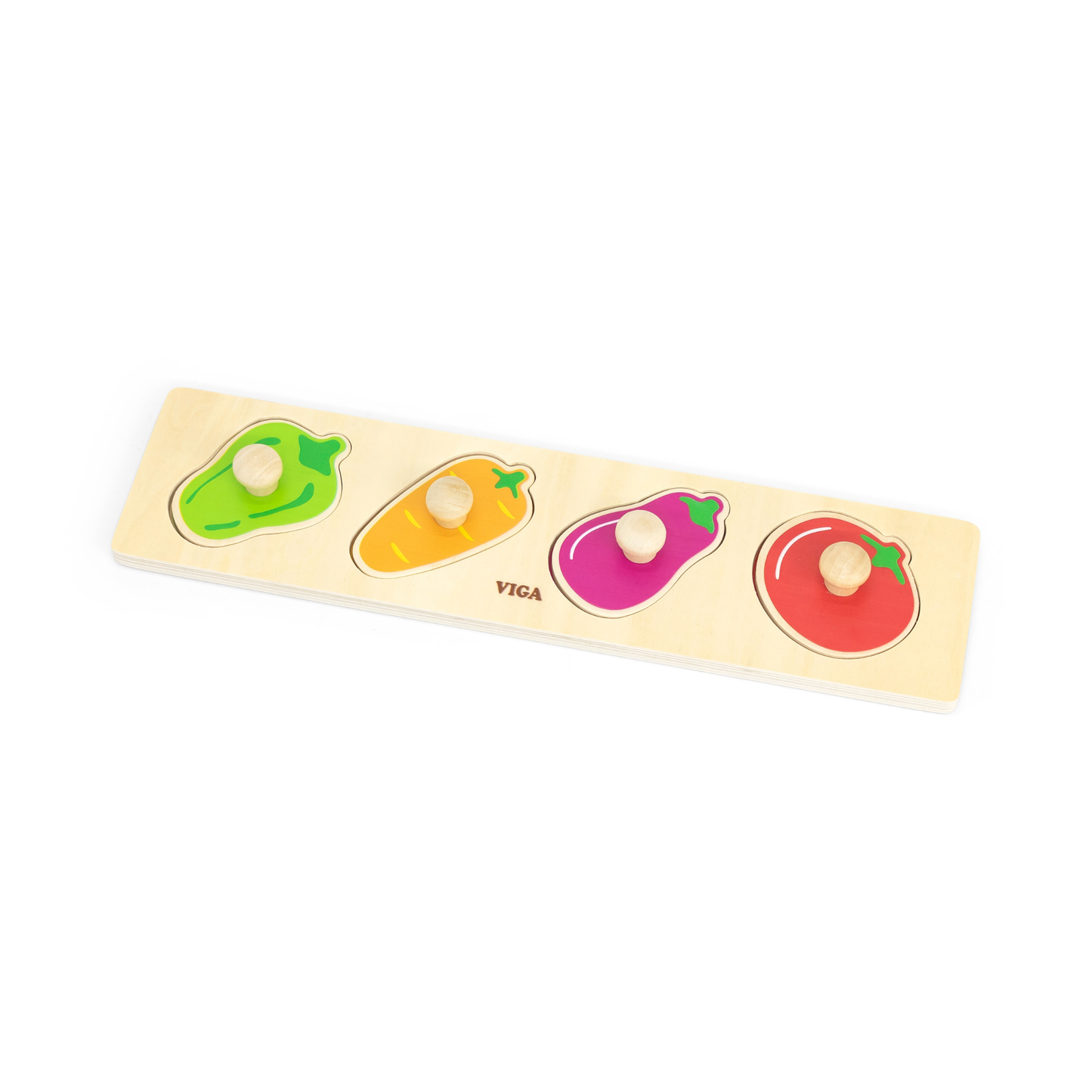 Viga Set of 12, 4 Piece Knob Puzzle, Montessori Wooden Toy, Develops Sensory, Cognitive & Fine Motor Skills, Non-Toxic & Eco-friendly Kids Educational Toy, Suitable for Boys and Girls Aged 12M+