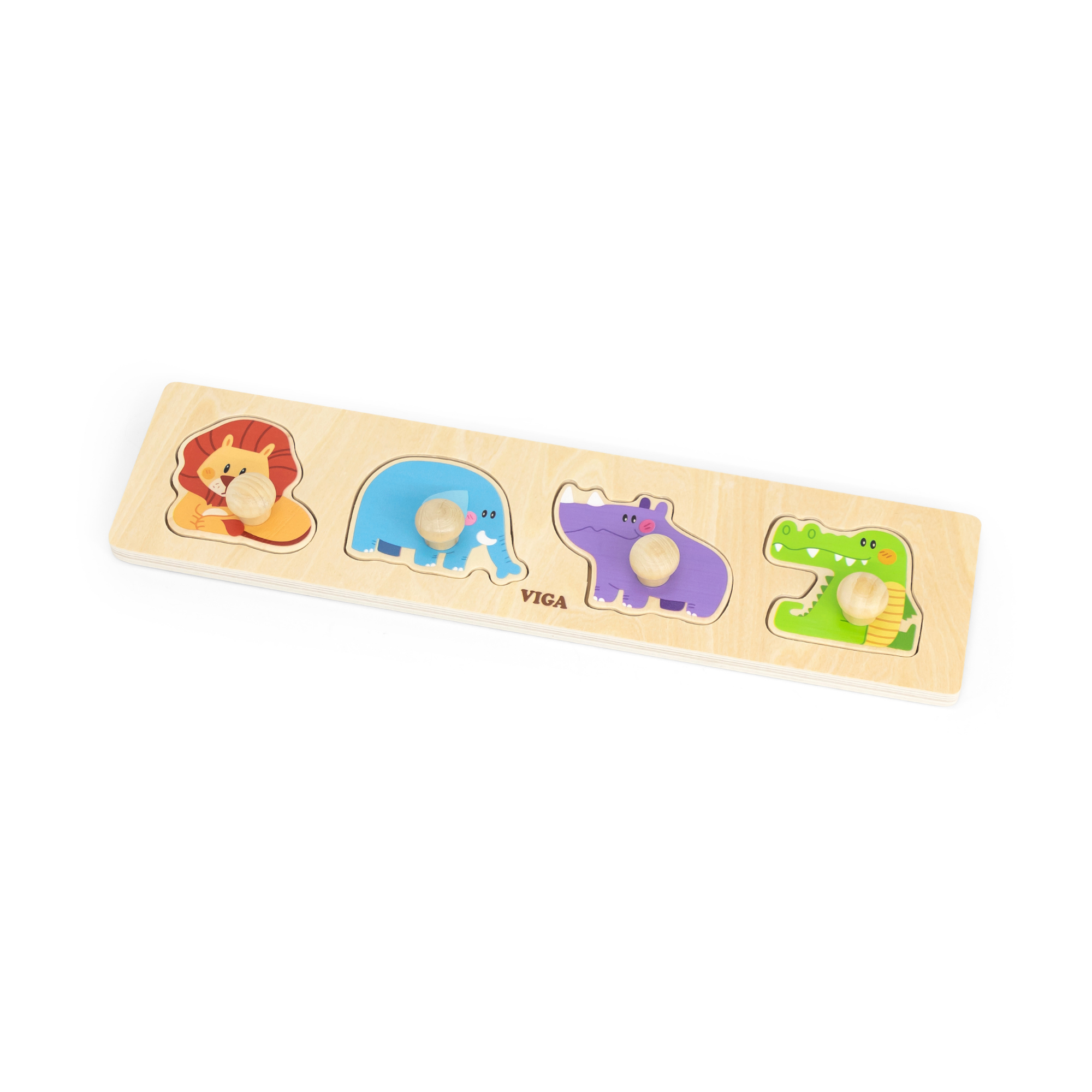 Viga Set of 12, 4 Piece Knob Puzzle, Montessori Wooden Toy, Develops Sensory, Cognitive & Fine Motor Skills, Non-Toxic & Eco-friendly Kids Educational Toy, Suitable for Boys and Girls Aged 12M+