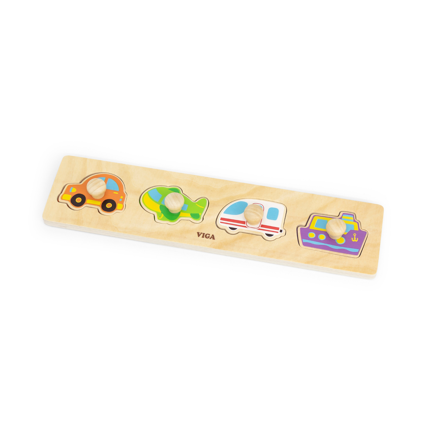 Viga Set of 12, 4 Piece Knob Puzzle, Montessori Wooden Toy, Develops Sensory, Cognitive & Fine Motor Skills, Non-Toxic & Eco-friendly Kids Educational Toy, Suitable for Boys and Girls Aged 12M+