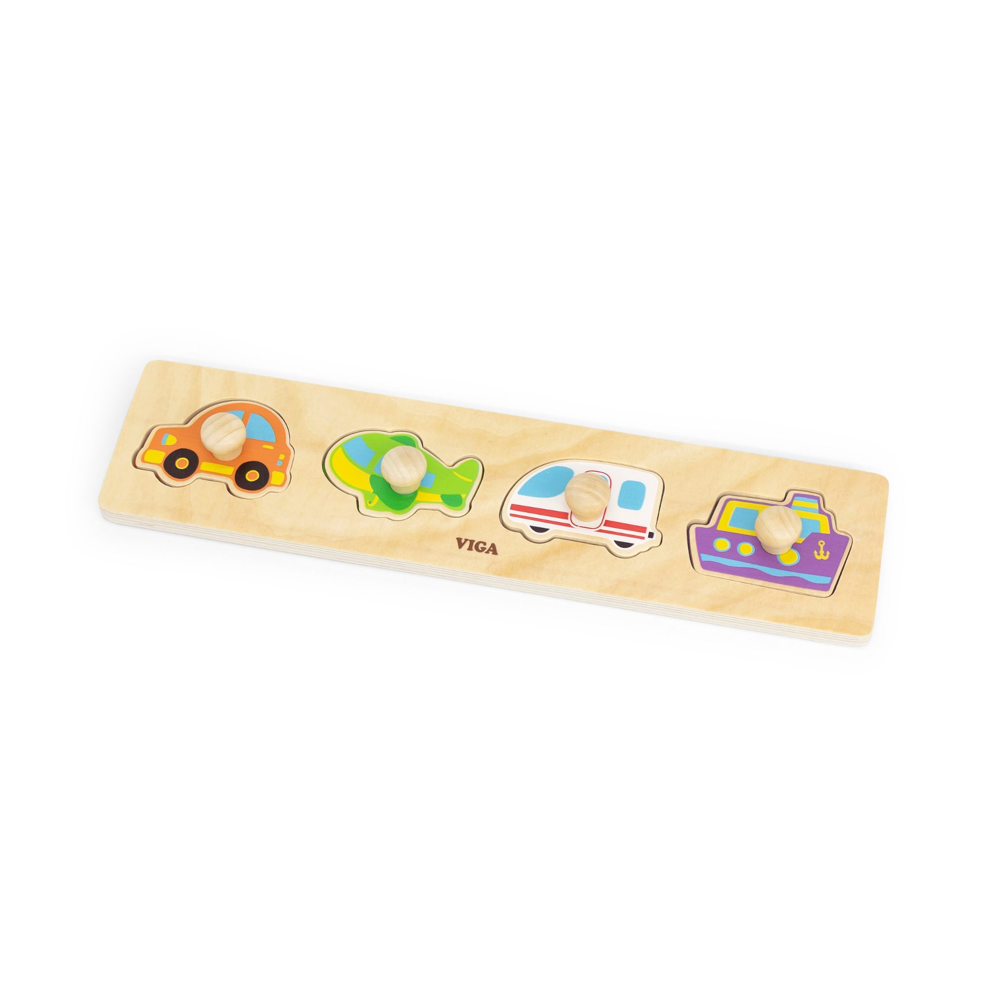 Viga Set of 12, 4 Piece Knob Puzzle, Montessori Wooden Toy, Develops Sensory, Cognitive & Fine Motor Skills, Non-Toxic & Eco-friendly Kids Educational Toy, Suitable for Boys and Girls Aged 12M+