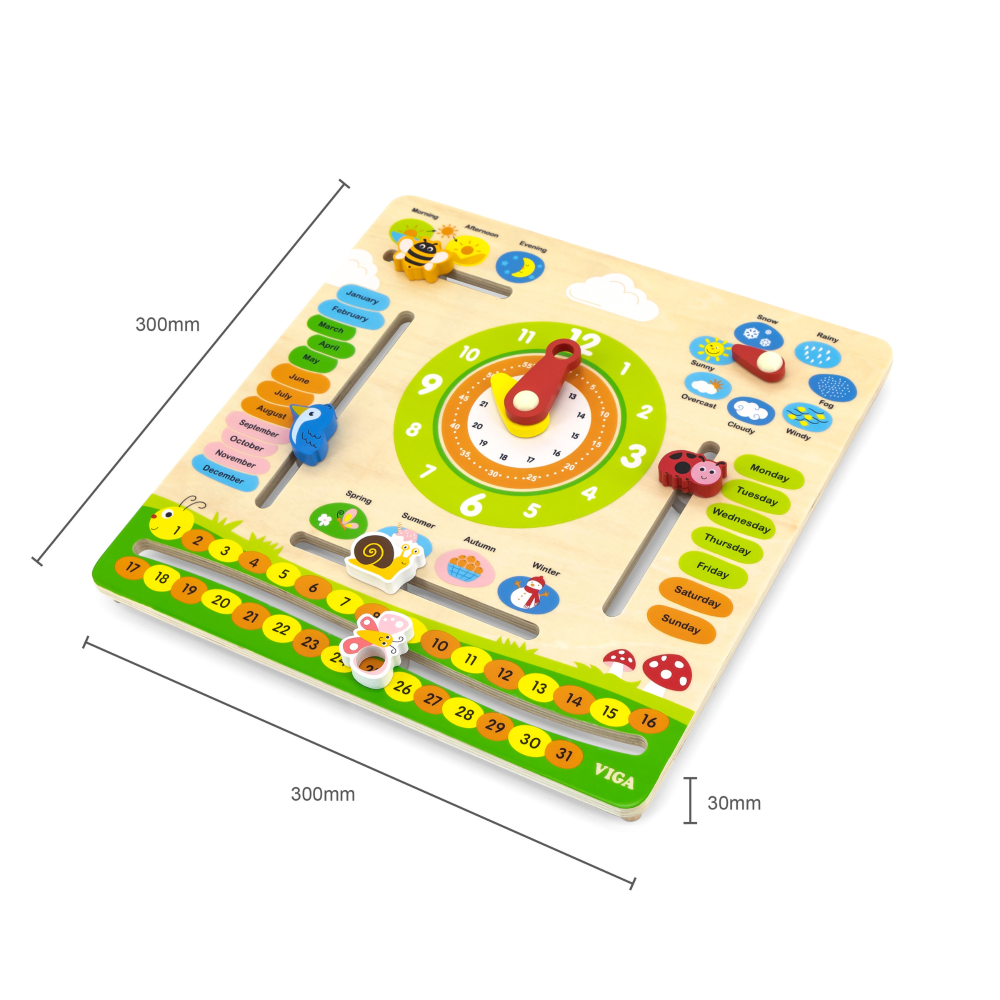 Viga Calendar Learning Board, Montessori Wooden Educational Toy, Interactive Date & Weather Activity Panel, Develops Logic & Daily Awareness, Non-Toxic & Eco-Friendly, for Boys & Girls 3Y+
