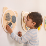 Viga Spinning Points Wall Toy, Montessori Wooden Bear Panel with Rotating Discs, Builds Color Recognition & Logic, Eco-Friendly & Non-Toxic Educational Toy, for Boys & Girls Ages 18M+