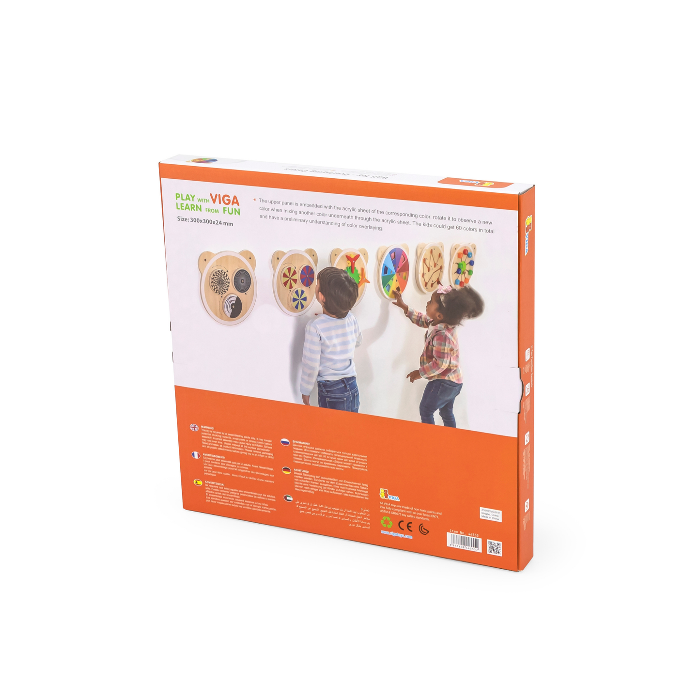Viga Overlaying Colors Wall Toy, Montessori Wooden Color Mixing Panel with Rotating Acrylic Discs, Builds Visual Perception & Logic, Eco-Friendly & Non-Toxic Toy, for Boys & Girls Ages 18M+