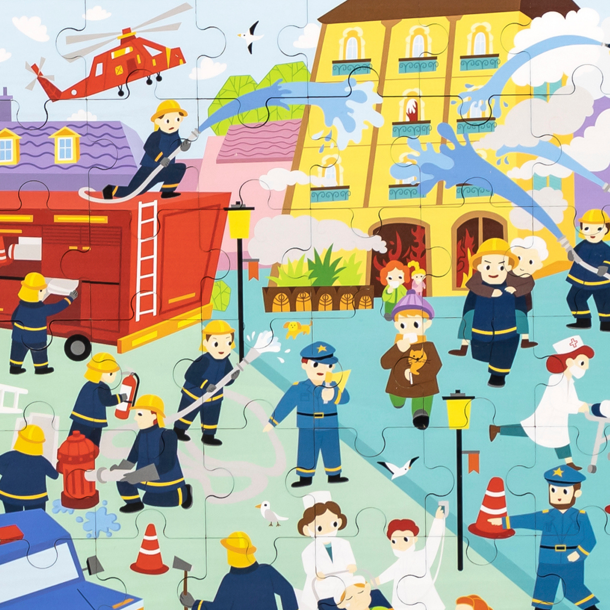 Viga Fire Fighting, 48 Piece Jigsaw Puzzle, Montessori Wooden Toy, Develops Sensory, Cognitive & Fine Motor Skills, Non-Toxic & Eco-friendly Kids Educational Toy, Suitable for Boys and Girls Aged 3Y+
