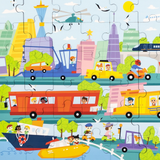 Viga City Transportation, 48 Piece Jigsaw Puzzle, Montessori Wooden Toy, Develops Sensory, Cognitive & Fine Motor Skills, Non-Toxic & Eco-friendly Kids Educational Toy, Suitable for Children Aged 3Y+