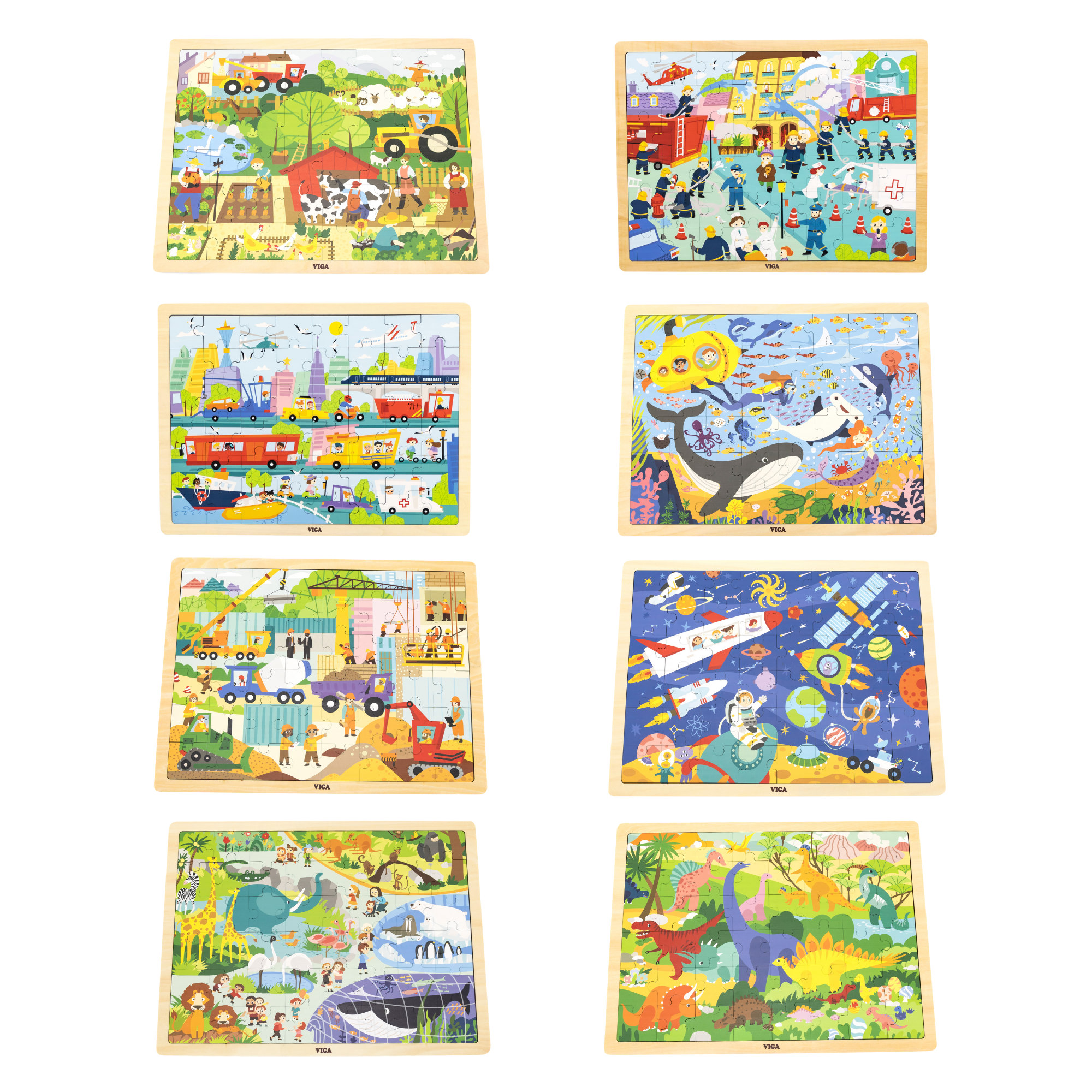 Viga City Transportation, 48 Piece Jigsaw Puzzle, Montessori Wooden Toy, Develops Sensory, Cognitive & Fine Motor Skills, Non-Toxic & Eco-friendly Kids Educational Toy, Suitable for Children Aged 3Y+