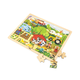 Viga Farm, 48 Piece Jigsaw Puzzle, Montessori Wooden Toy, Develops Sensory, Cognitive & Fine Motor Skills, Non-Toxic & Eco-friendly Kids Educational Toy, Suitable for Boys and Girls Aged 3Y+