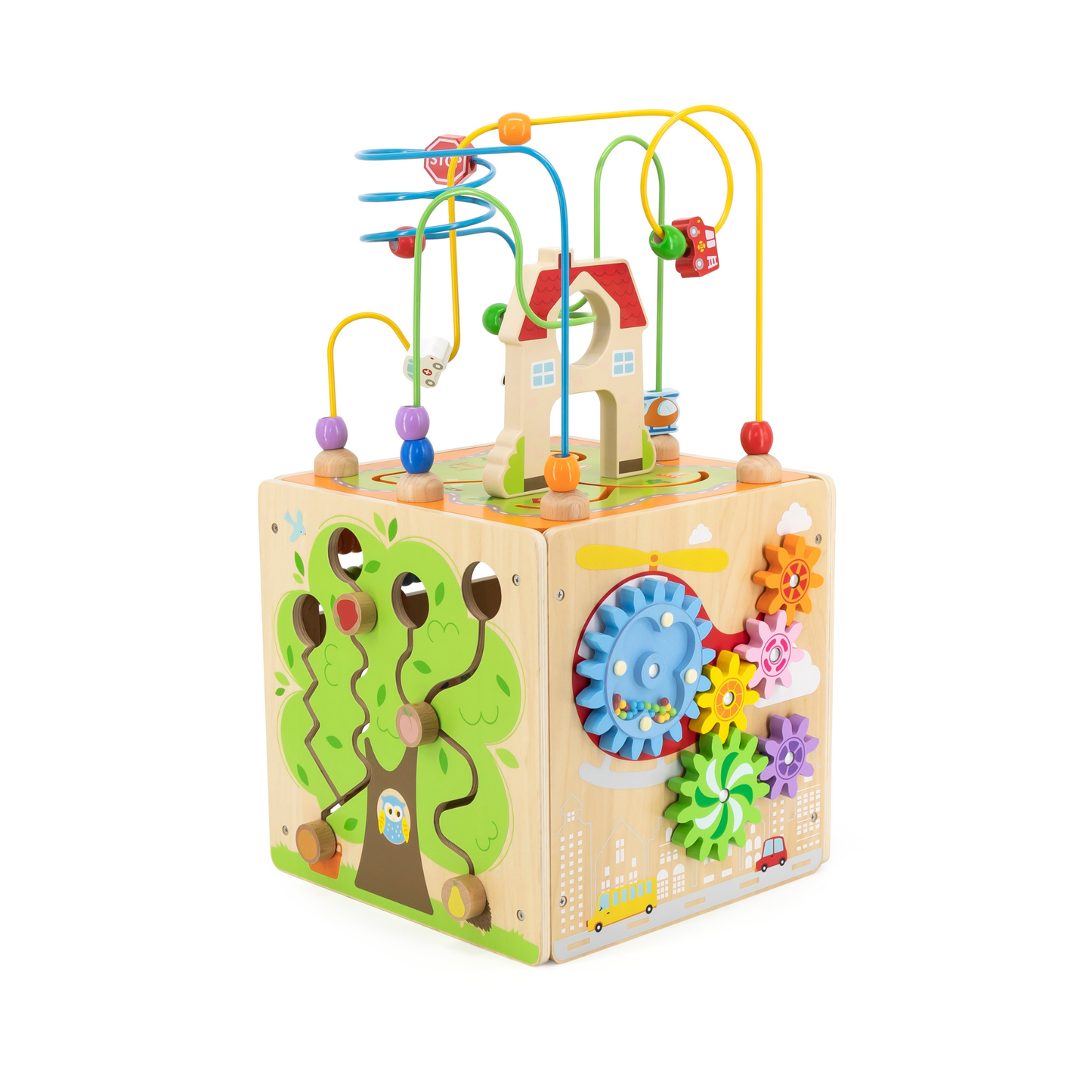 Viga 5-in-1 Activity Toy Box, Montessori Wooden Multi-Activity Play Center, Develops Motor Skills, Logic & Creativity, Eco-Friendly & Non-Toxic Educational Toy, for Boys & Girls Ages 18M+